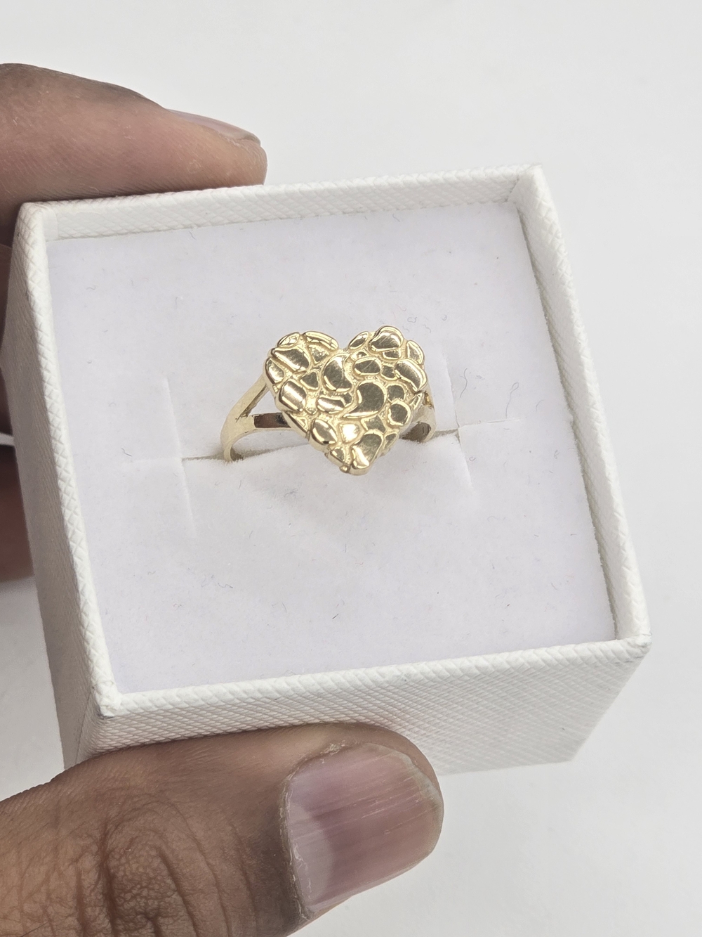 10kt Real Gold Heart Nugget Ring For Women